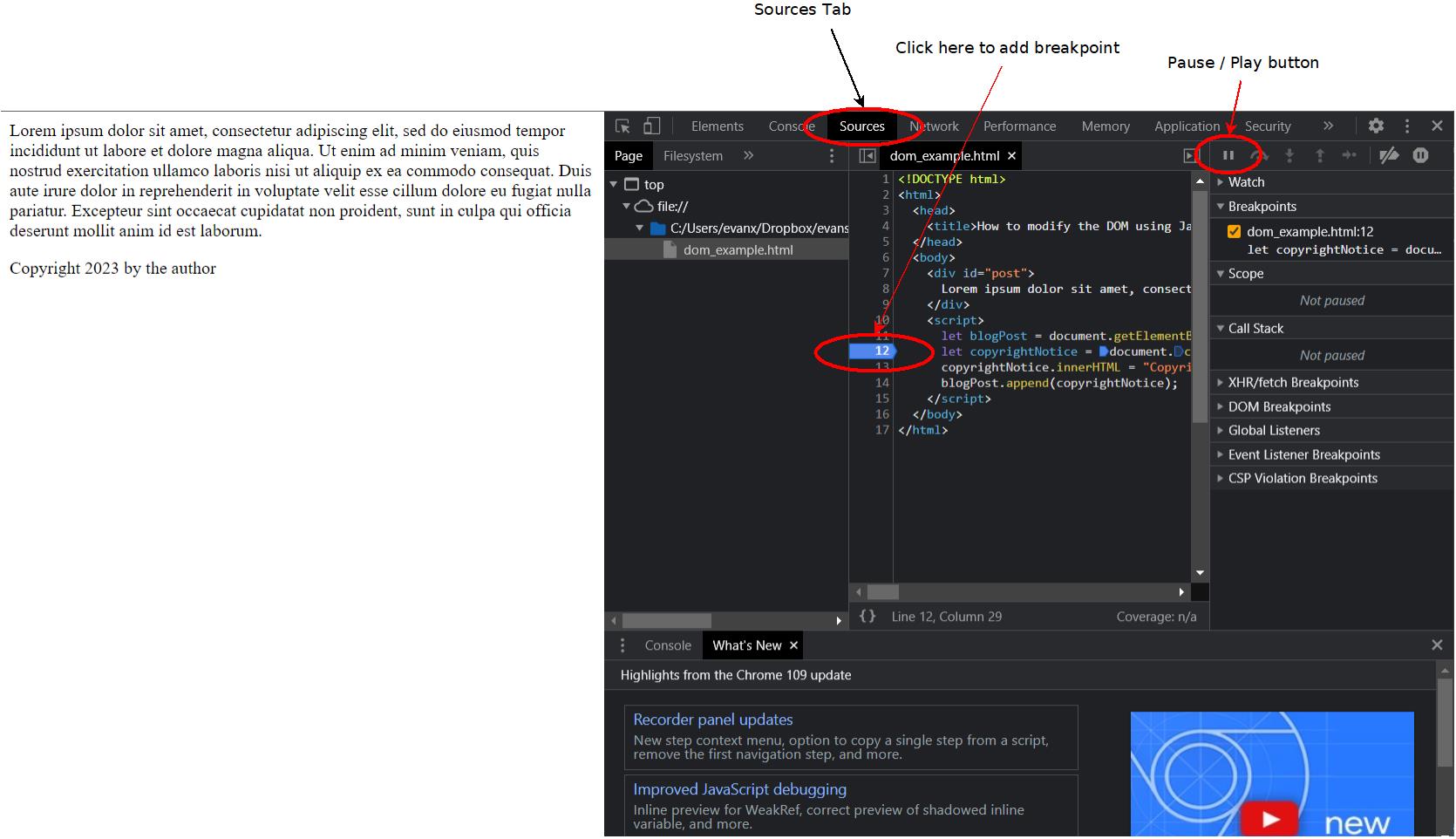 The three things to know about in the Chrome debugger.