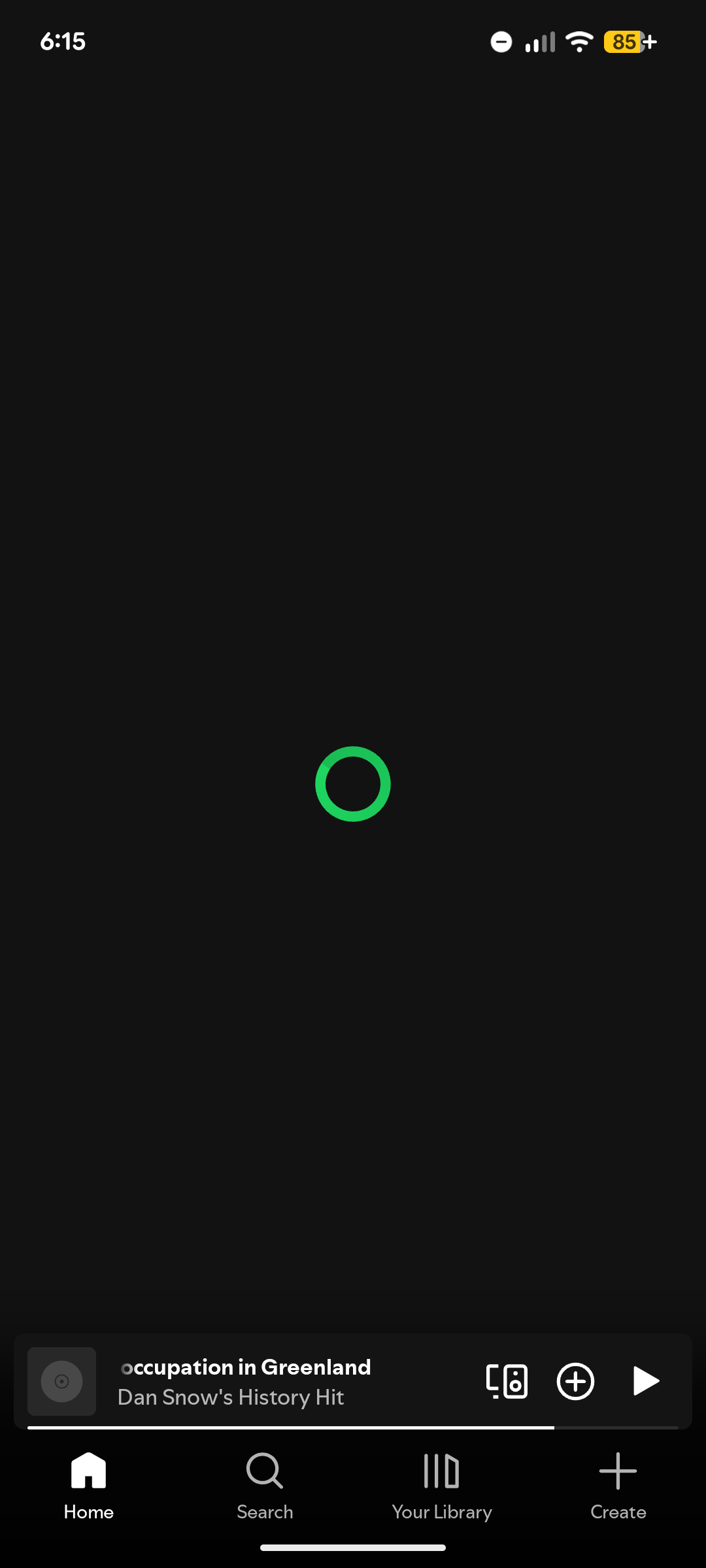 The spinner that is shown to users when they click on Your Episodes