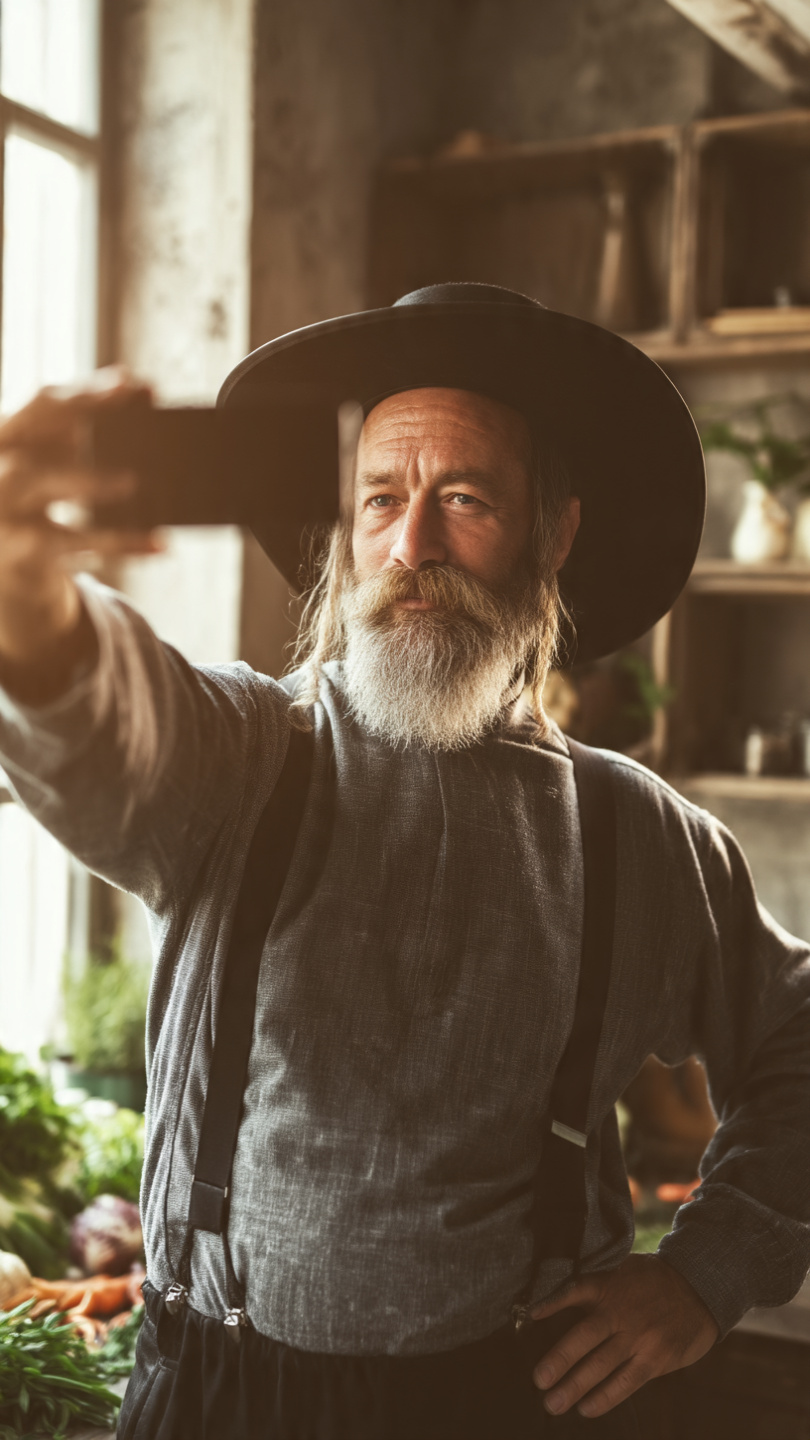 An amish influencer trying to peddle a magical tonic that will cure all that ails you.