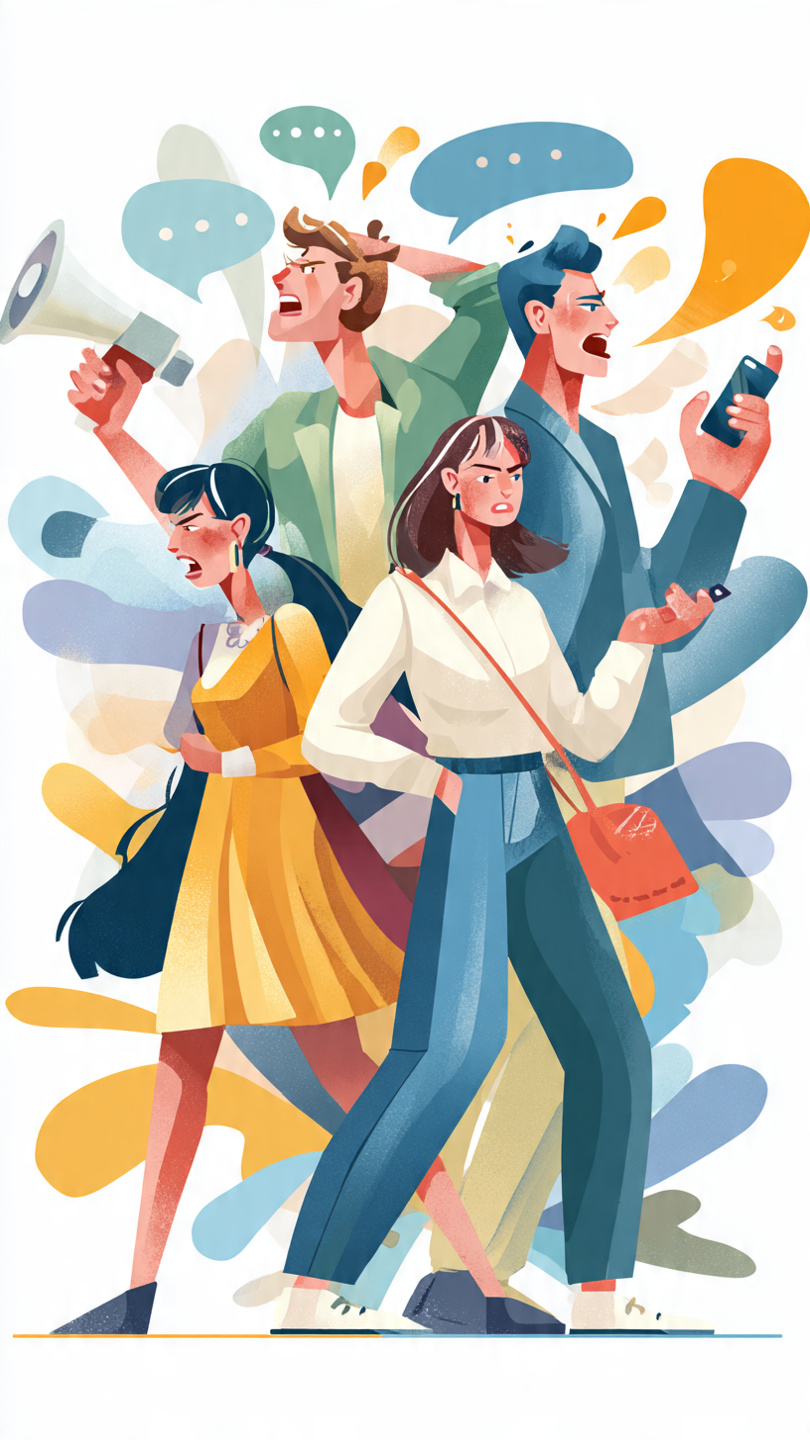 Angry people engaging in name calling.