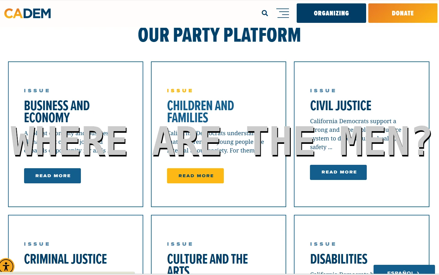 The Democrats will do anything except promote policy that helps men