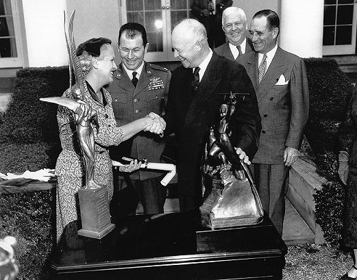 Jacqueline Cochran and President Dwight D. Eisenhower.